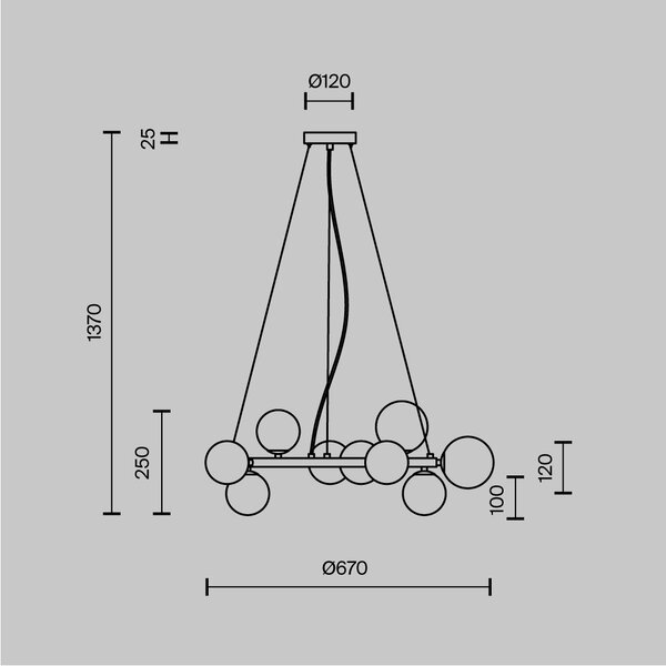 Lampadario Contemporaneo Dallas Metallo Oro 11 Luci Diffusori Vetro Cognac