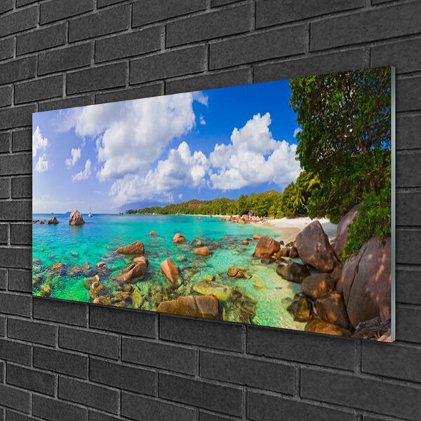 Quadro di vetro Paesaggio spiaggia mare 100x50 cm 2 appendini