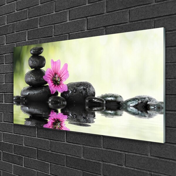 Quadro di vetro Un bel fiore per il muro 100x50 cm 2 appendini