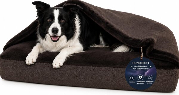 Cuccia ortopedica per cani tipo tana, che allevia le articolazioni L 90 × 70 cm, marrone