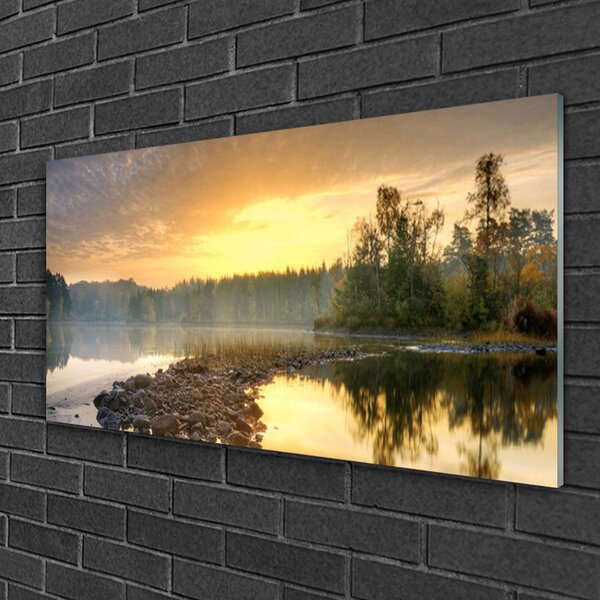 Quadro su vetro Paesaggio del laghetto 100x50 cm 2 appendini