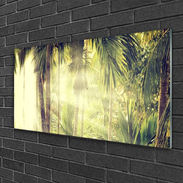 Quadro di vetro Foresta Palme Alberi Natura 100x50 cm 2 appendini