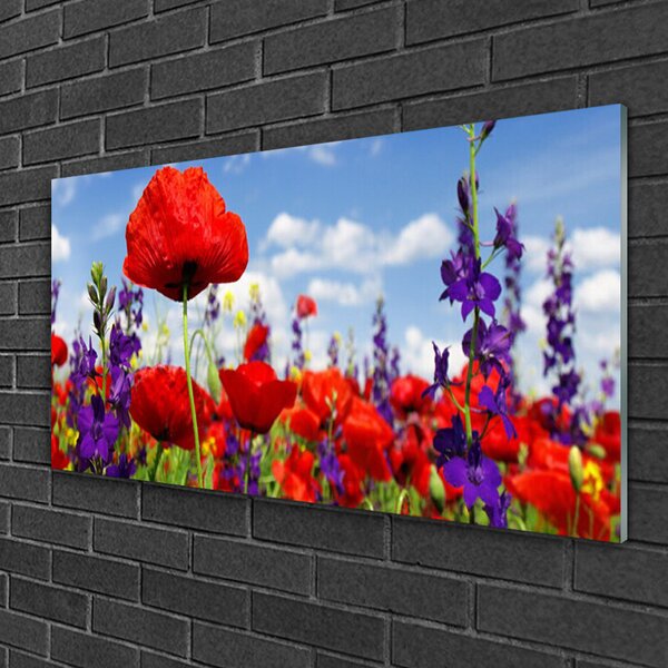 Quadro in vetro Fiori Pianta naturale 100x50 cm 2 appendini