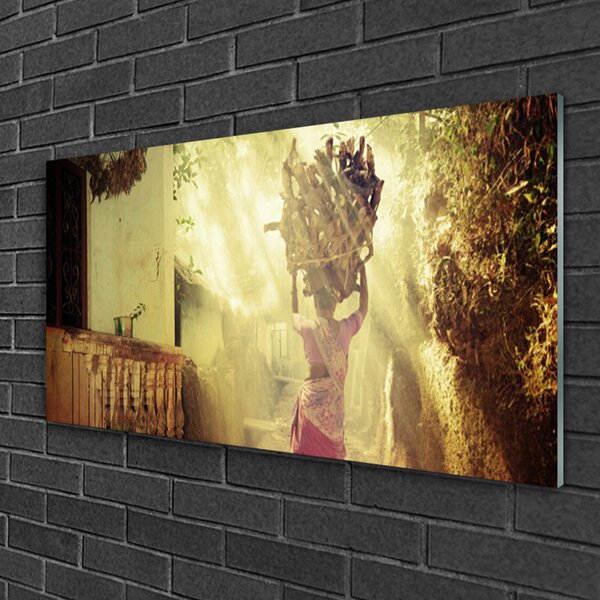 Quadro in vetro Donna Legno Uomo 100x50 cm 2 appendini