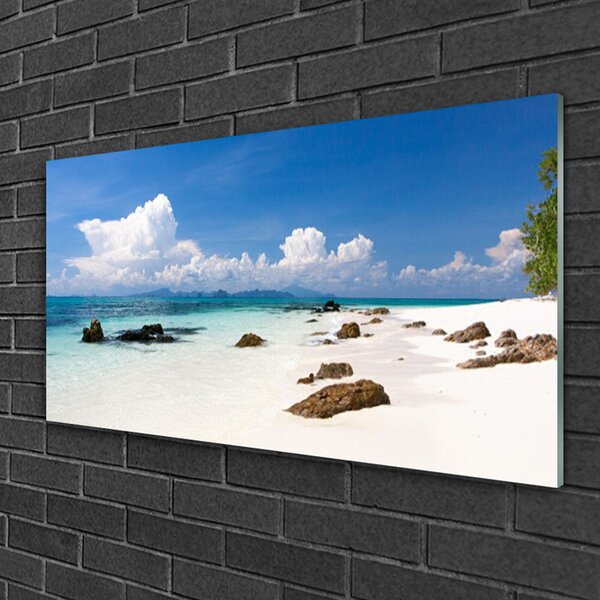 Quadro di vetro Spiaggia Mare Paesaggio 100x50 cm 2 appendini