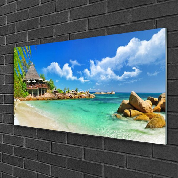 Quadro in vetro Spiaggia Mare Paesaggio 100x50 cm 2 appendini