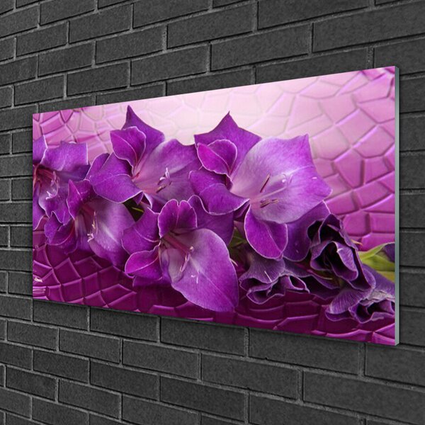 Quadro in vetro Fiori Pianta naturale 100x50 cm 2 appendini