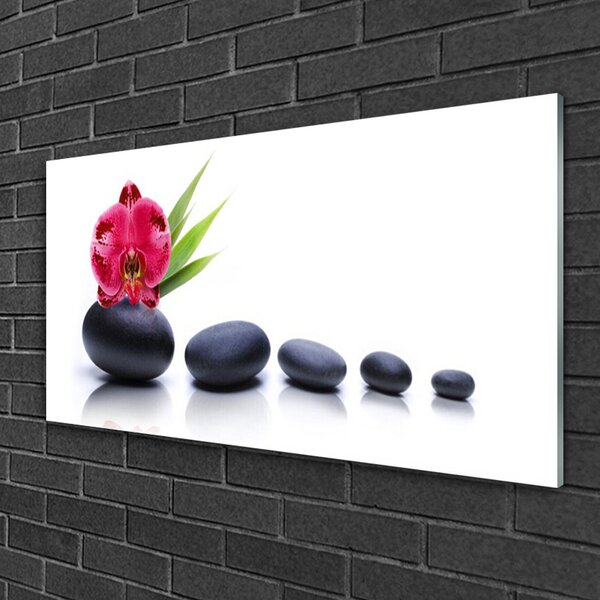 Quadro in vetro Grafica Orchidea Fiore 100x50 cm 2 appendini