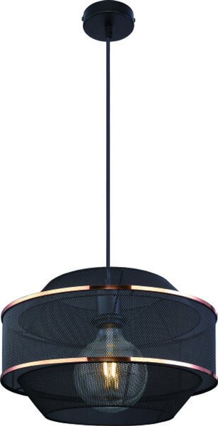 Globo Lighting lampada a sospensione in metallo nero, metallo nero, color oro, cavo PVC nero, ø: 350mm, H: 1500mm, excl. 1x E27 60W 230V