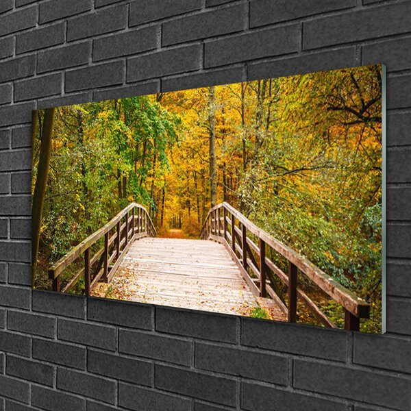 Quadro su vetro Architettura del Ponte della Foresta 100x50 cm 2 appendini