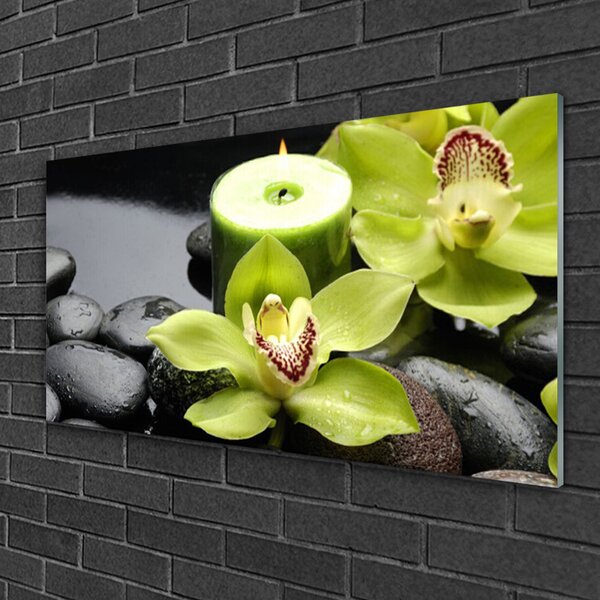 Quadro in vetro Fiori di orchidea 100x50 cm 2 appendini