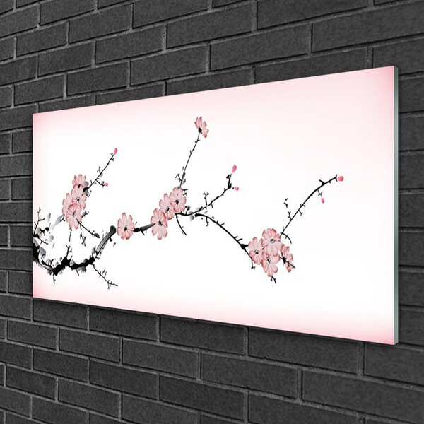 Quadro di vetro Fiori Pianta naturale 100x50 cm 2 appendini