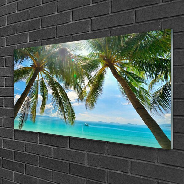 Quadro in vetro Palm Tree Sea Landscape 100x50 cm 2 appendini