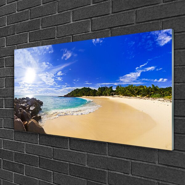 Quadro su vetro Sole mare spiaggia paesaggio 100x50 cm 2 appendini