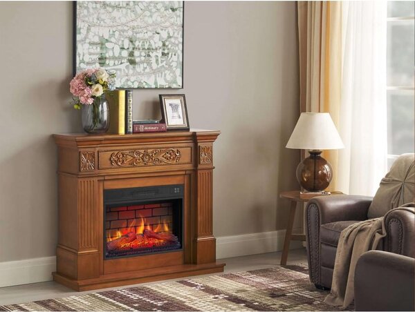 Stufa elettrica - 1800 W - per ambienti fino a 30 m² - con rivestimento a camino