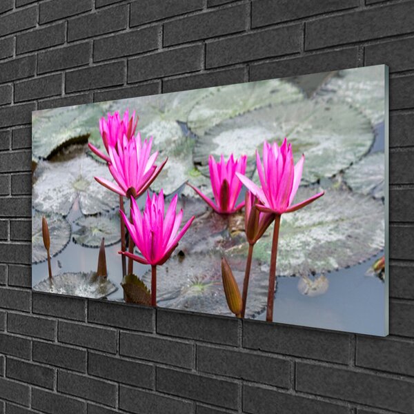 Quadro in vetro Fiori Pianta naturale 100x50 cm 2 appendini