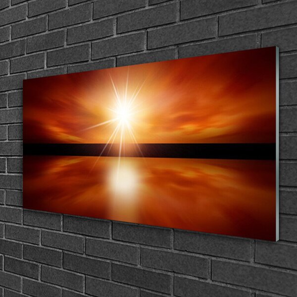 Quadro vetro Sole Cielo Acqua Paesaggio 100x50 cm 2 appendini
