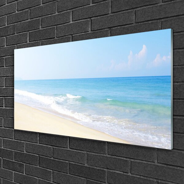 Quadro di vetro Spiaggia Mare Paesaggio 100x50 cm 2 appendini