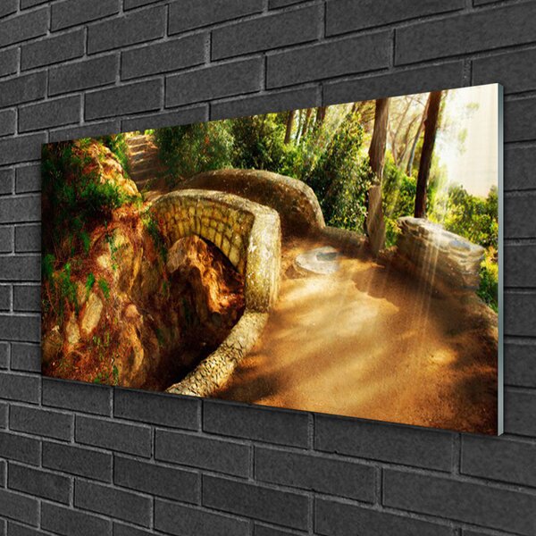 Quadro di vetro Ponte Alberi Architettura 100x50 cm 2 appendini