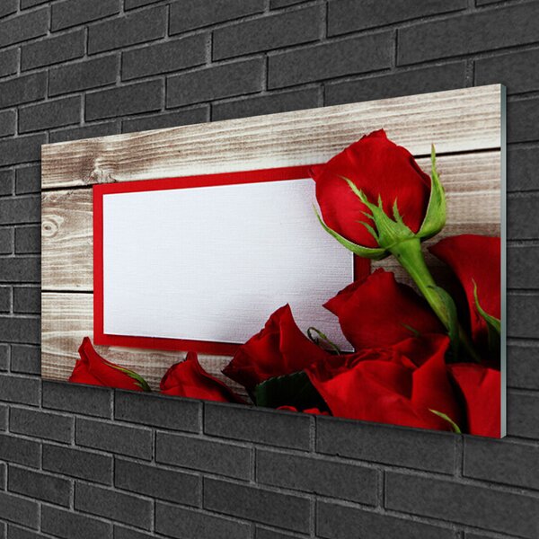 Quadro vetro Rose Fiori Pianta 100x50 cm 2 appendini