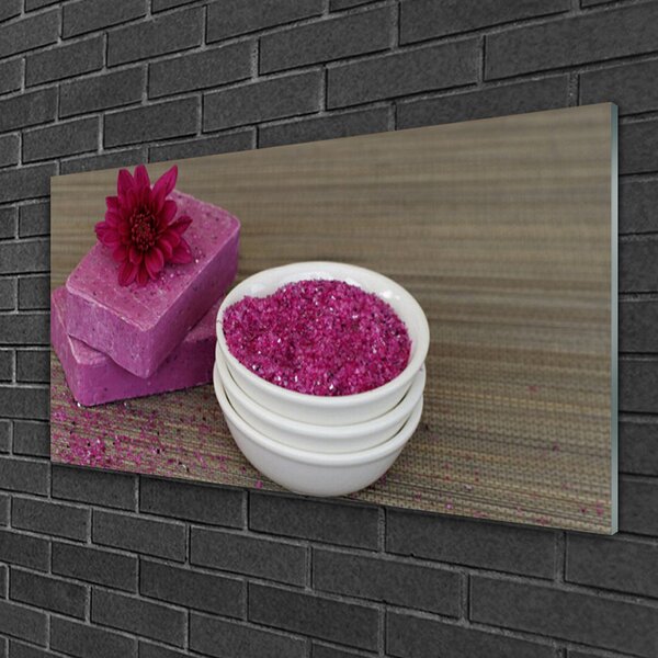 Quadro su vetro Arte del sapone con la sabbia 100x50 cm 2 appendini