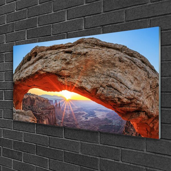 Quadro in vetro Paesaggio Rock Sun 100x50 cm 2 appendini