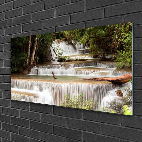Quadro vetro Cascata Foresta Natura 100x50 cm 2 appendini