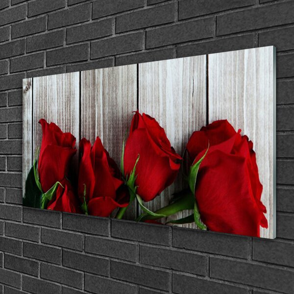 Quadro vetro Rose Fiori Pianta 100x50 cm 2 appendini