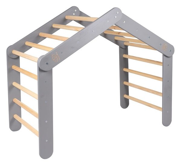 Pikler triangolo montessori grigio in pino massiccio 61x112x94 cm Montessori – Meowbaby