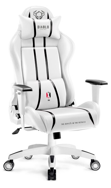 Diablo X-One 2.0 Gaming Chair Sedia da ufficio Sedia da scrivania Braccioli regolabili Design ergonomico Cuscino collo/glutei Bianco Piccolo