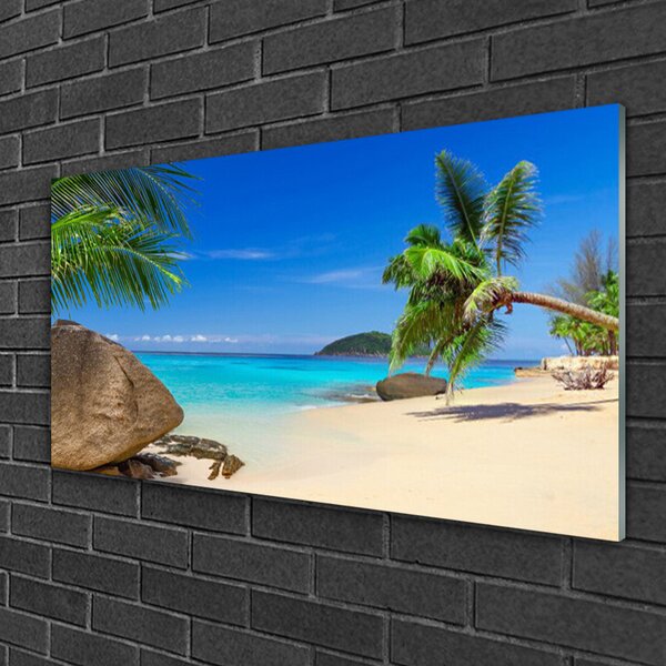 Quadro in vetro Spiaggia Mare Paesaggio 100x50 cm 2 appendini