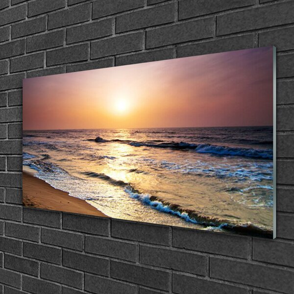 Quadro vetro Mare spiaggia sole paesaggio 100x50 cm 2 appendini