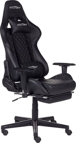 Sedia da gioco BELIANI con schienale regolabile in altezza in ecopelle nera design moderno
