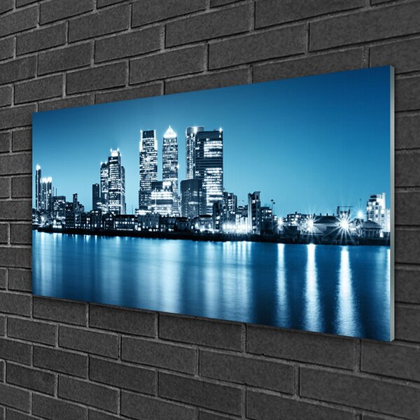 Quadro su vetro Città Grattacieli Case 100x50 cm 2 appendini