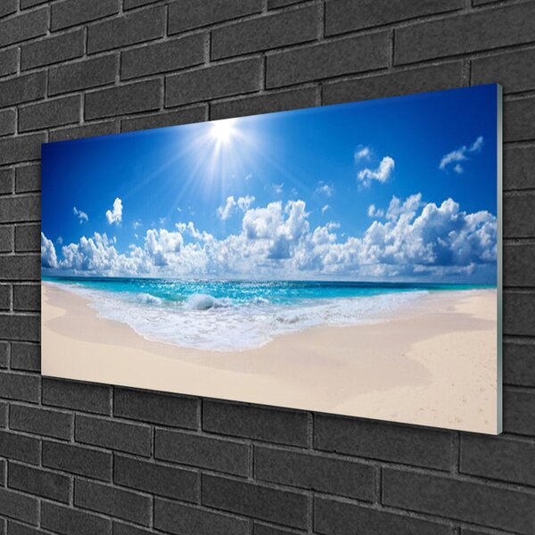 Quadro in vetro Spiaggia mare sole paesaggio 100x50 cm 2 appendini