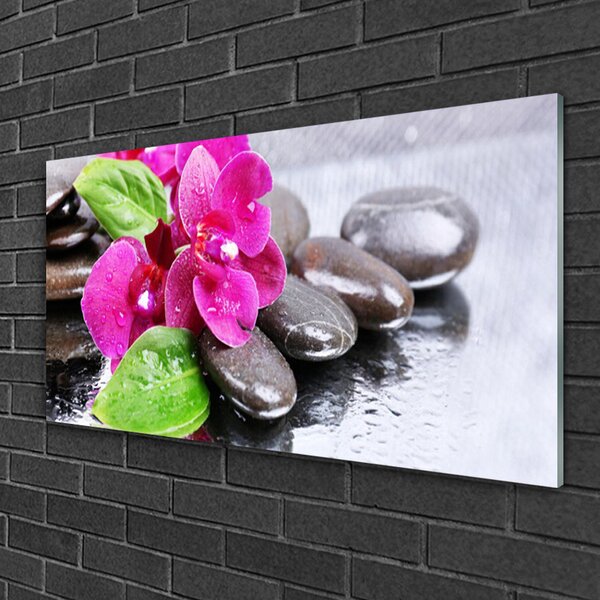 Quadro in vetro Pianta di orchidea da fiore 100x50 cm 2 appendini