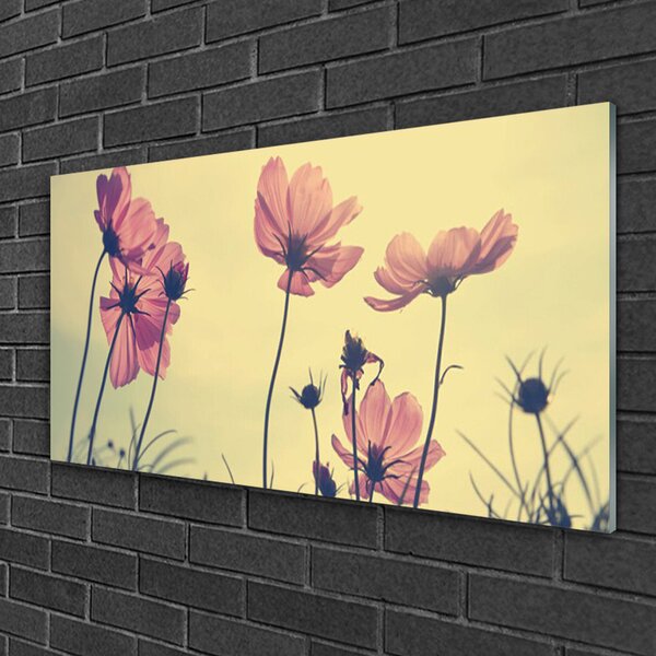 Quadro in vetro Fiori Pianta naturale 100x50 cm 2 appendini