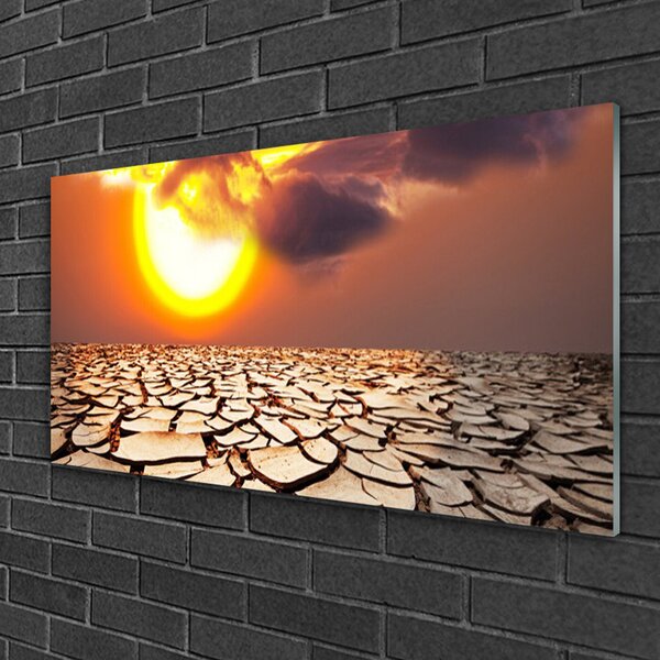 Quadro in vetro Paesaggio del deserto del sole 100x50 cm 2 appendini