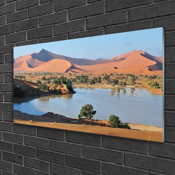 Quadro su vetro Paesaggio del deserto del lago 100x50 cm 2 appendini