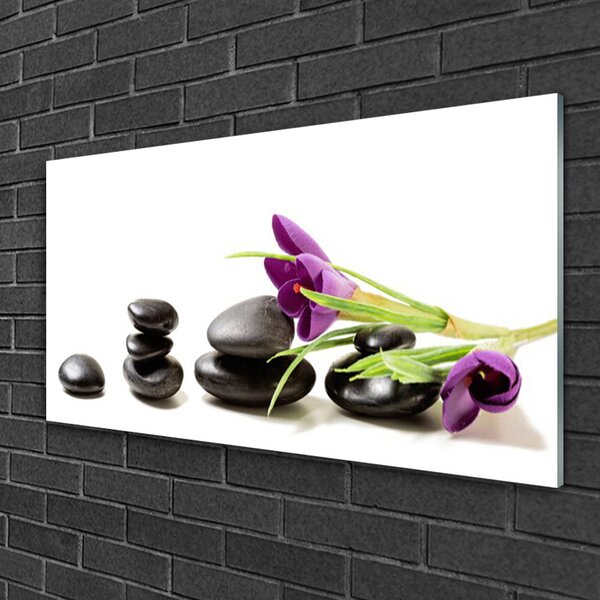 Quadro in vetro Fiore di croco Arte 100x50 cm 2 appendini