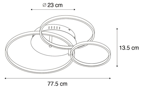 Plafoniera intelligente nera 3 luci con telecomando - Rondas