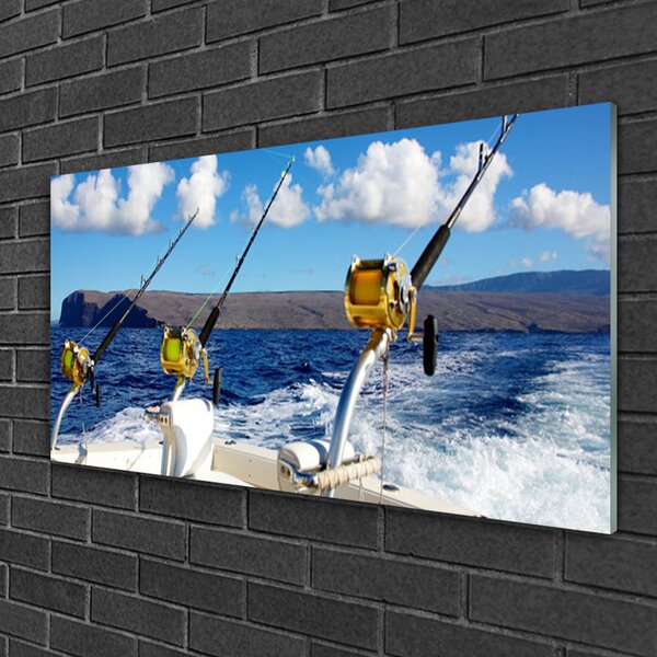 Quadro vetro Pesca Paesaggio marino 100x50 cm 2 appendini