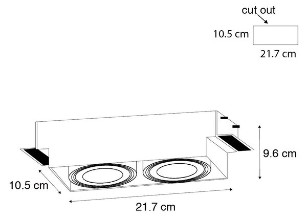 Faretto da incasso bianco GU10 AR70 senza cornice 2 luci - Oneon