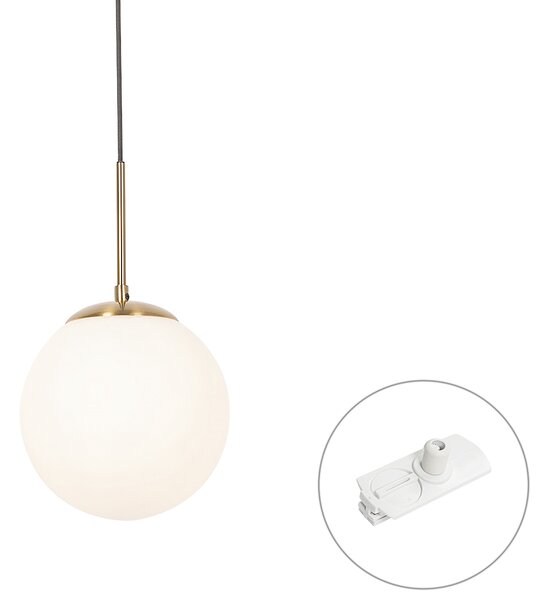 Lampada a sospensione Art Déco oro con vetro opale incl. adattatore binario bianco monofase - Iconic Flore