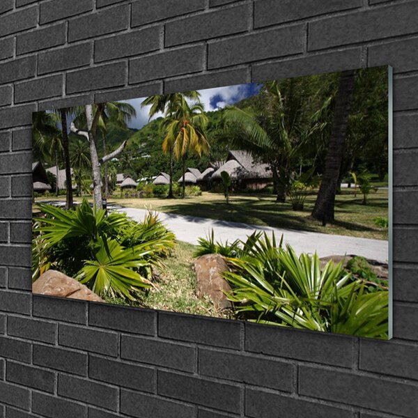 Quadro in vetro Foglie di palma Natura 100x50 cm 2 appendini