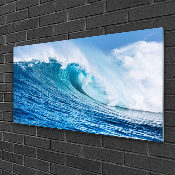 Quadro in vetro Onde Mare Cielo Nuvole 100x50 cm 2 appendini