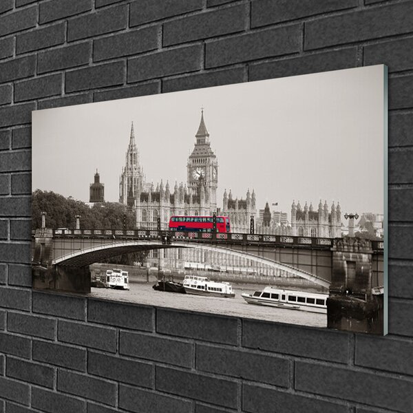 Quadro su vetro Ponte del Big Ben di Londra 100x50 cm 2 appendini