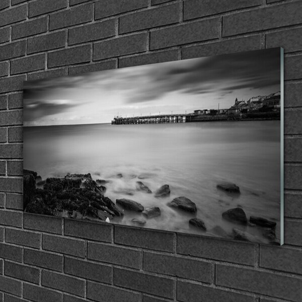 Quadro in vetro Paesaggio del molo marino 100x50 cm 2 appendini