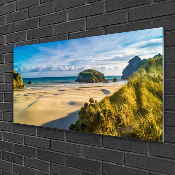 Quadro vetro Spiaggia Oceano Mare 100x50 cm 2 appendini