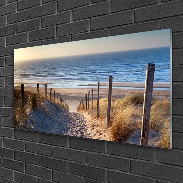 Quadro vetro Paesaggio del sentiero della spiaggia 100x50 cm 2 appendini